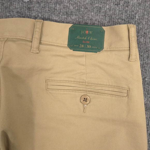 J Crew Pants Mens 28X30 Khaki Chino Slim Fit Tapered Stretch Twill Preppy NEW - Picture 4 of 9